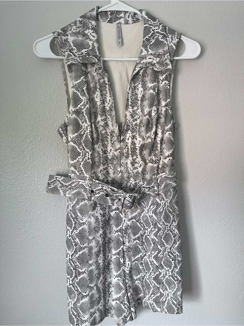 Urban Outfitters: Exotic Collared Pleather Snakeskin Print Romper with Belt
